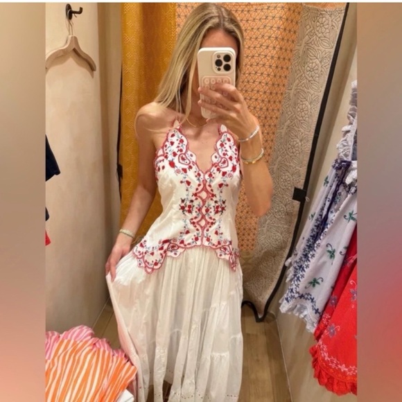 FREE PEOPLE NWT Valenciana White Midi Dress S - Picture 2 of 8